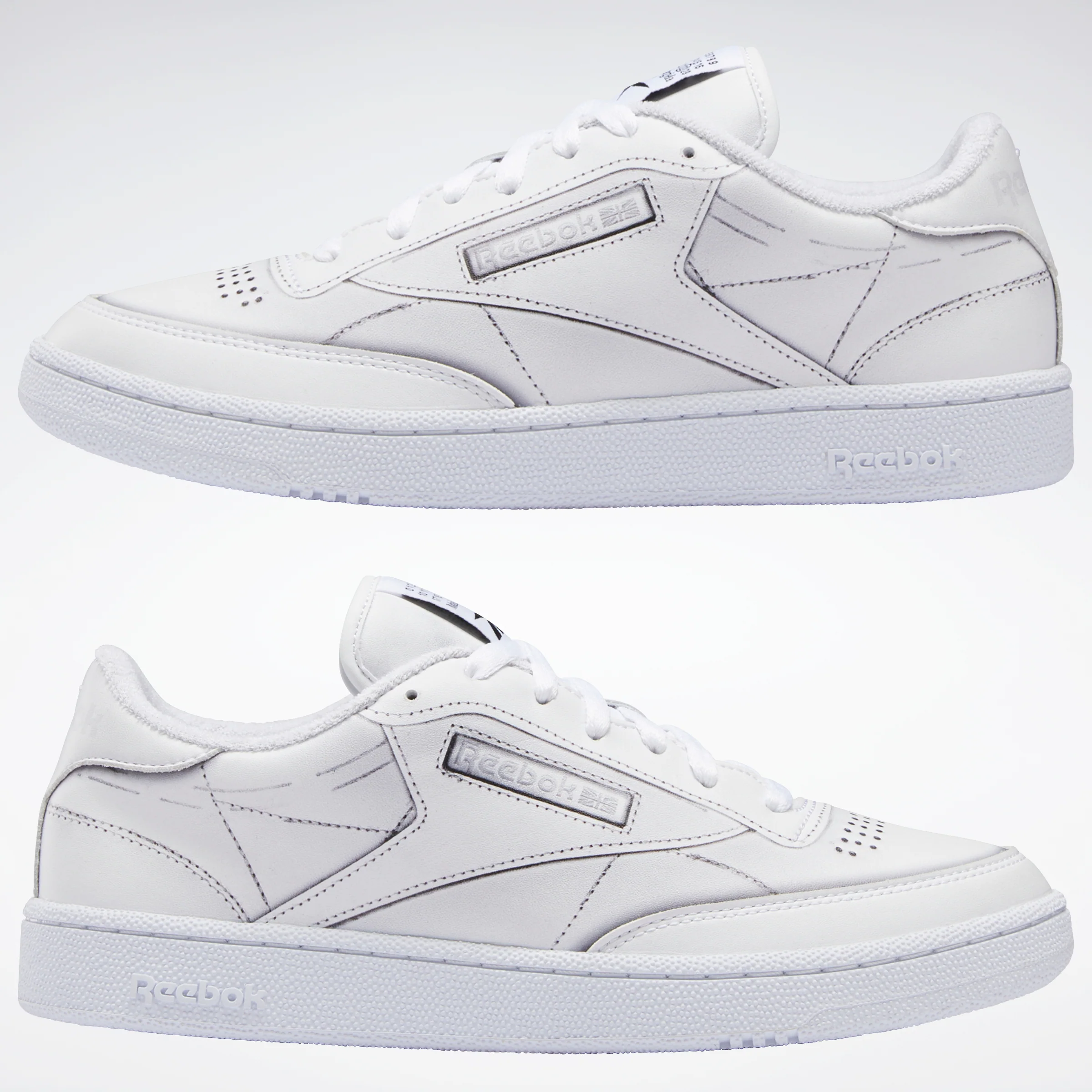 Reebok Footwear Men Maison Margiela Club C Shoes White/Black/White - Image 9
