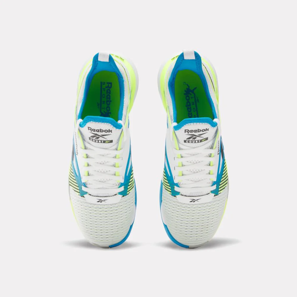 Reebok Footwear Men Nano Court Training Shoes WHITE/DIGITAL LIME/AQUA - Image 6