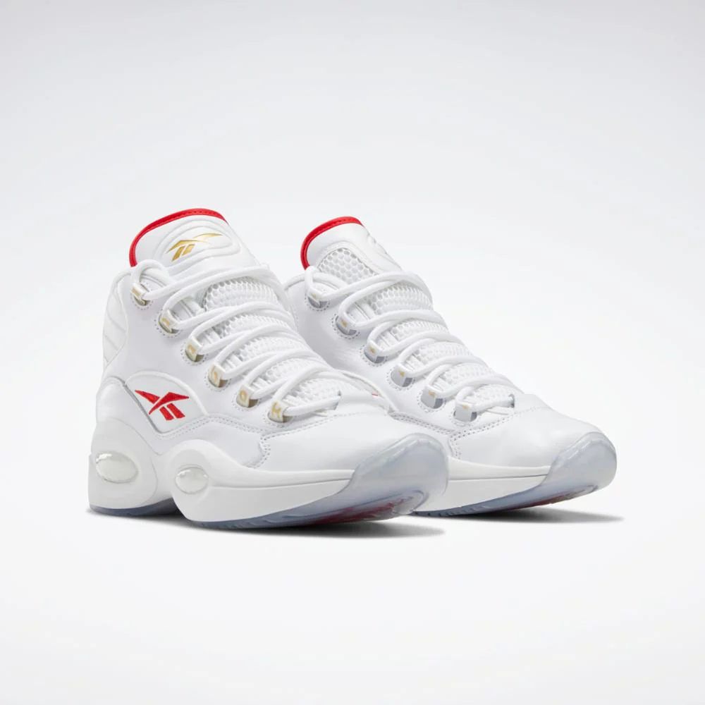 Reebok Footwear Men QUESTION MID FTWR WHT/FTWR WHT/VECTOR RED - Image 3