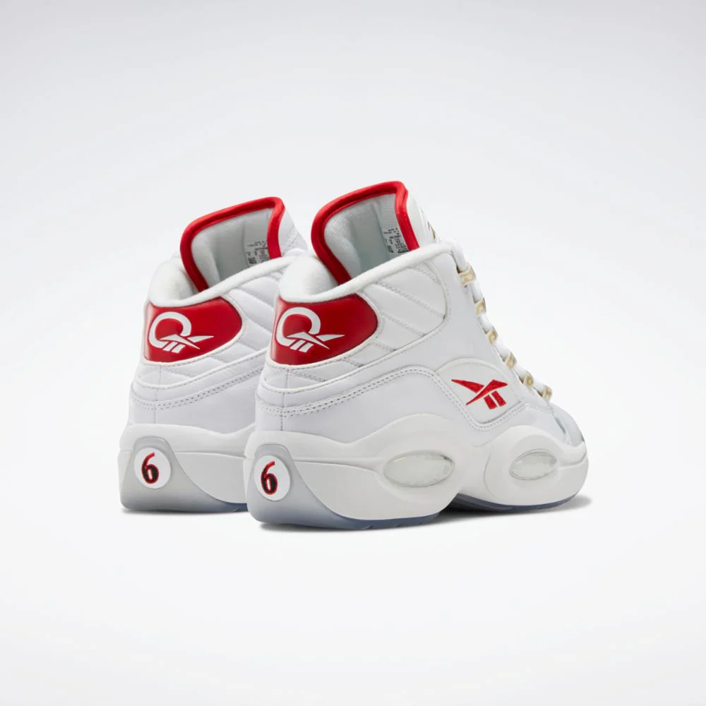 Reebok Footwear Men QUESTION MID FTWR WHT/FTWR WHT/VECTOR RED - Image 4
