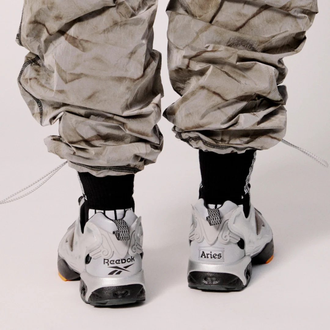 Reebok Footwear Men Reebok x Aries InstaPump Fury 94 Shoes SILVER/BLACK/ORANGE/GREY - Image 3
