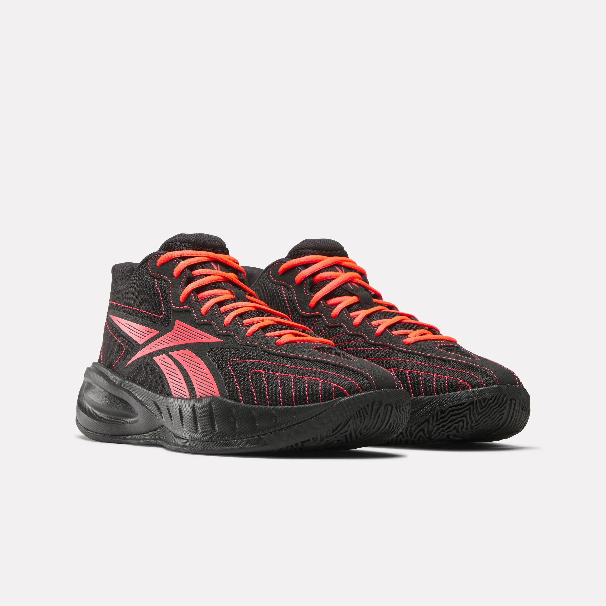 REEBOK FOOTWEAR UNISEX Press Retro Basketball Shoes CORE BLACK/NEON CHERRY/CORE BL - Image 2