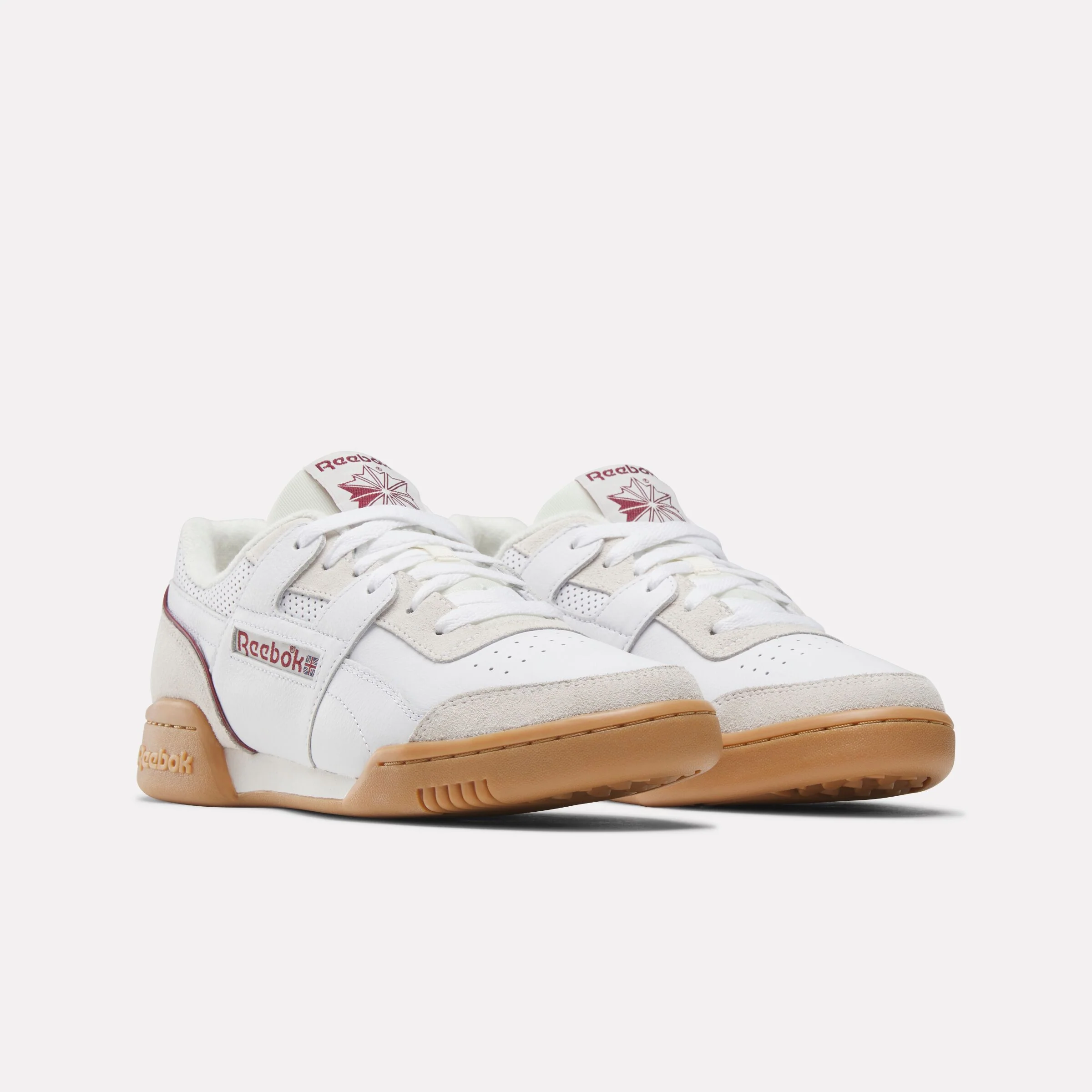 REEBOK FOOTWEAR UNISEX Workout Plus Shoes WHITE/CLASSICBURGUNDY/CHALK - Image 2