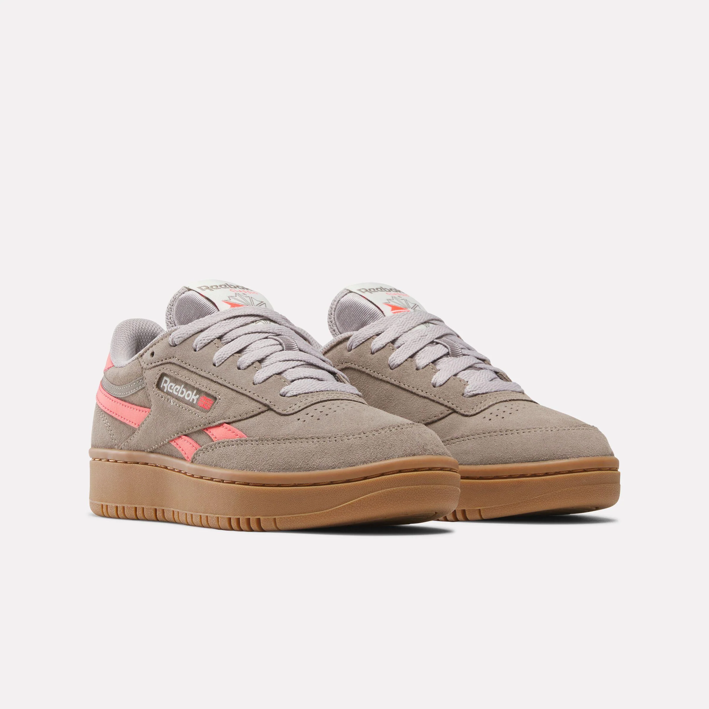Reebok Footwear Women Club C Double Revenge Shoes GRITTY GREY/SUNSET CORAL/GUM - Image 2