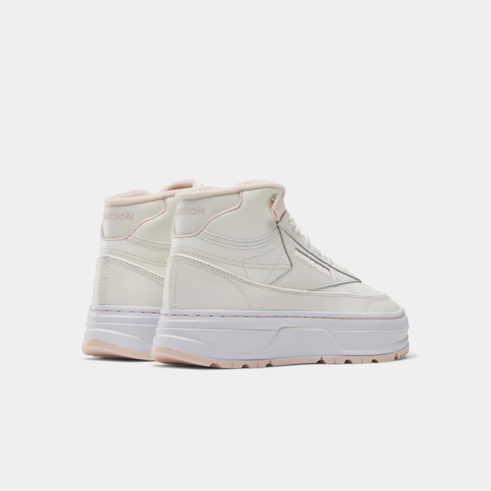 Reebok Footwear Women Club C Geo Mid Women's Shoes CHALK/CHALK/POSSIBLY PNK - Image 3